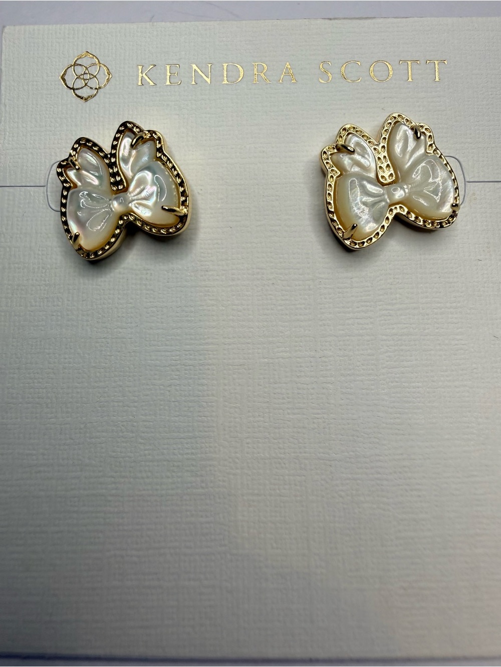 Kendra Scott Pearl White Butterfly Stud Earrings - Gold Tone